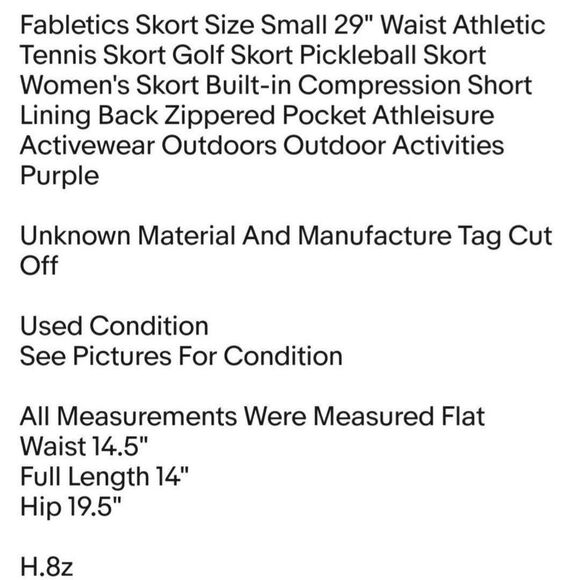 Fabletics Skort Size Small 29" Waist Athletic Tennis Skort Golf Skort Pickleball - Picture 2 of 7